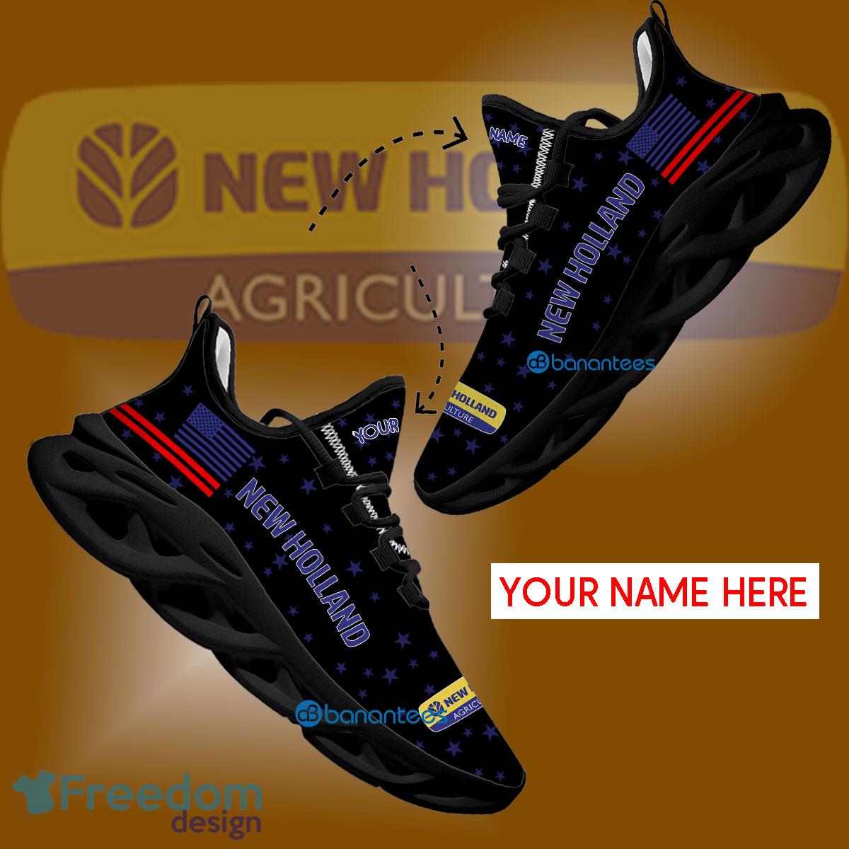 New Holland Tractor Running Sneaker Monogram Custom Name Gift Max Soul Shoes USA Flag Star New For Fans - New Holland Tractor Running Shoes New Trending Personalized Photo 1