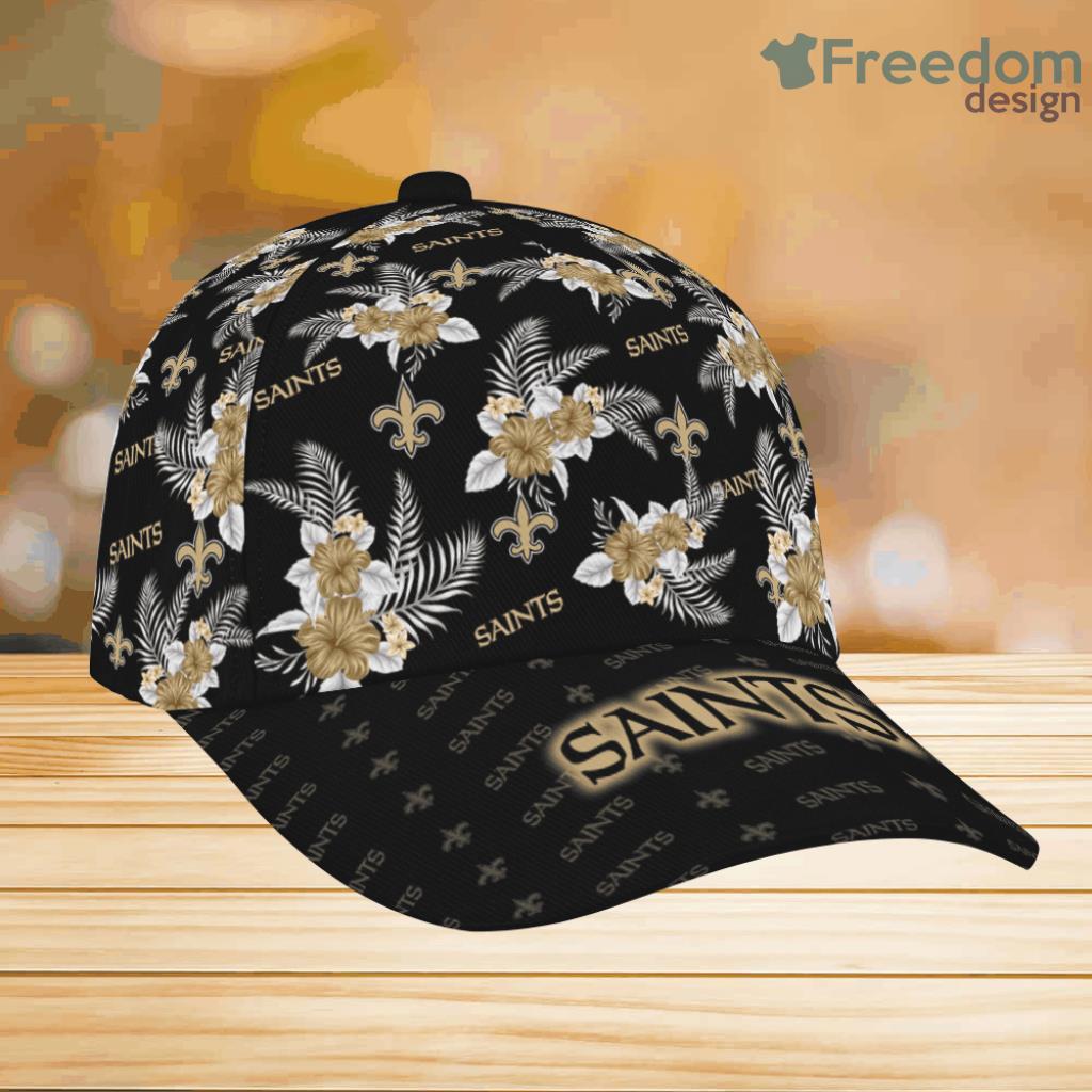 New Orleans Saints Floral Hawaiian Adjustable Classic Cap 3D For Fans Product Photo 1