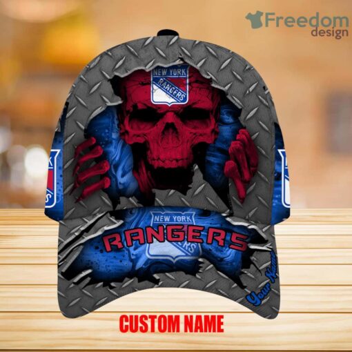 New York Rangers Personalized Nhl Skull Halloween Classic Cap 3D Product Photo 1