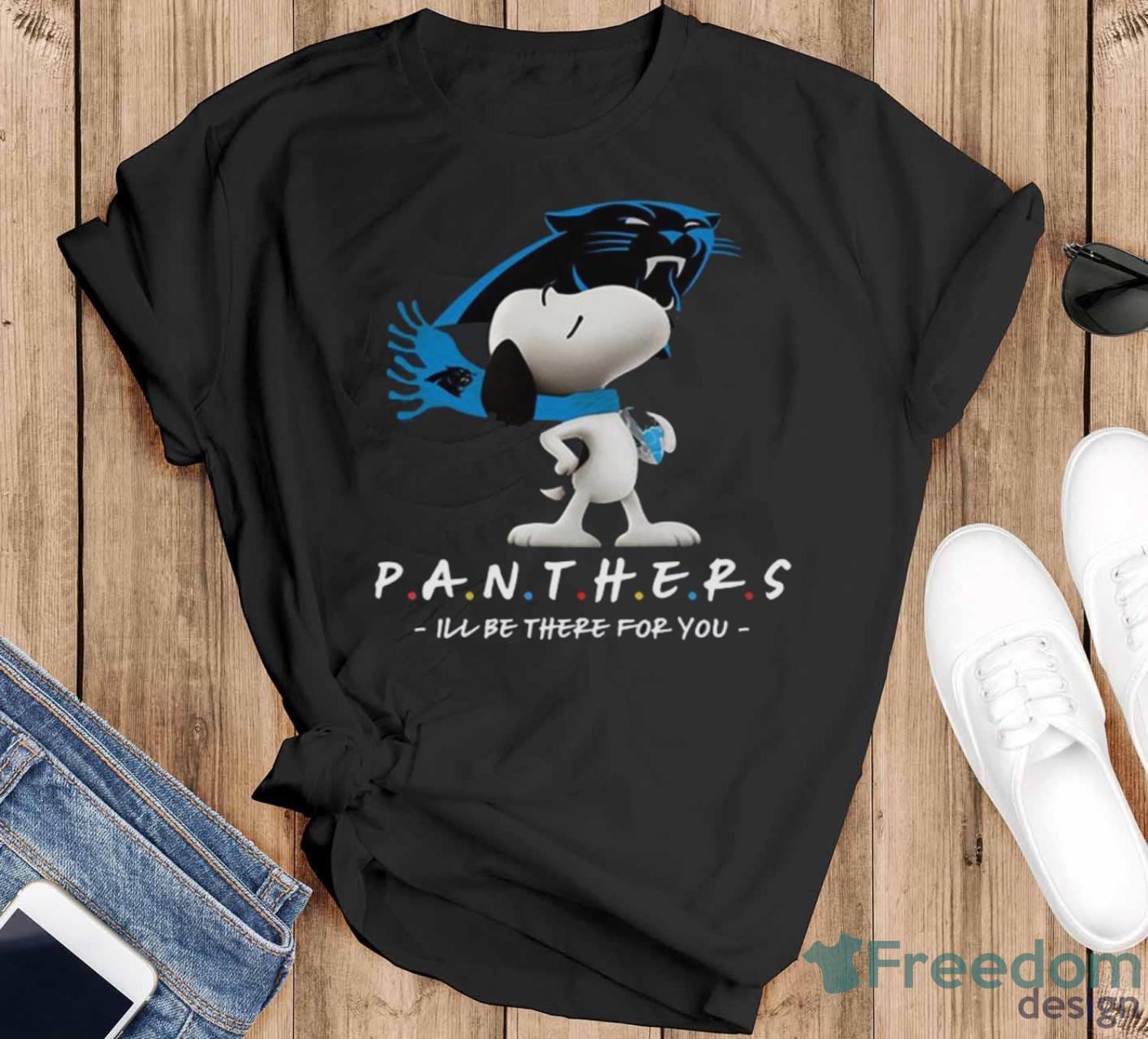 NFL Carolina Panthers Snoopy I’ll Be There For You T Shirt image NFL Carolina Panthers Snoopy I’ll Be There For You T Shirt - Black T-Shirt