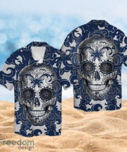 NFL Dallas Cowboys Logo Design Skull Tropical Halloween Shirt Hawaiian 3D Shirt