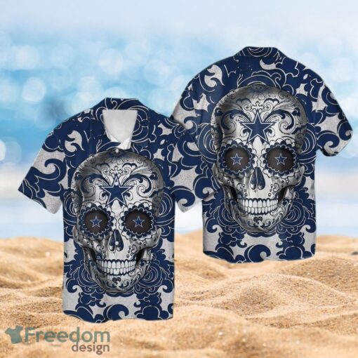 NFL Dallas Cowboys Logo Design Skull Tropical Halloween Shirt Hawaiian 3D Shirt Product Photo 1