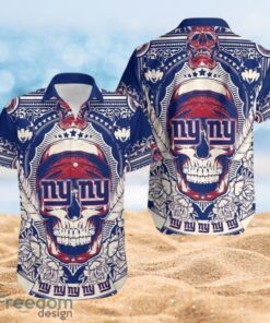 NFL New York Giants Logo Design Skull FlowerTropical Halloween Shirt Hawaiian 3D Shirt