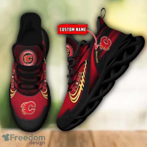 NHL Team Logo Calgary Flames Running Shoes Max Soul Shoes For Men Women Custom Name Product Photo 2