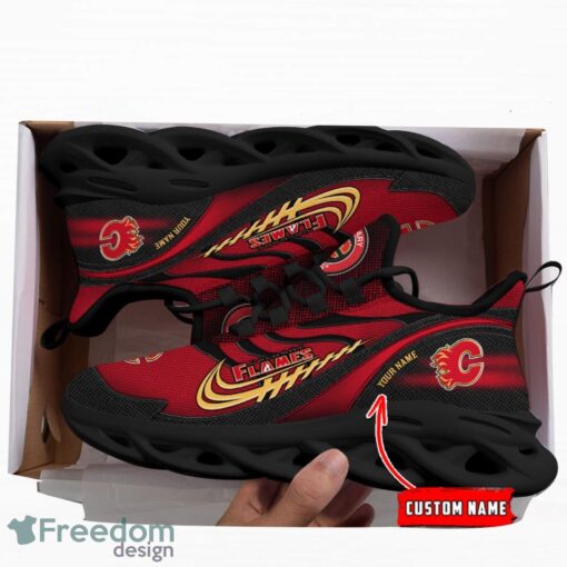 NHL Team Logo Calgary Flames Running Shoes Max Soul Shoes For Men Women Custom Name Product Photo 3