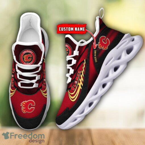 NHL Team Logo Calgary Flames Running Shoes Max Soul Shoes For Men Women Custom Name Product Photo 5