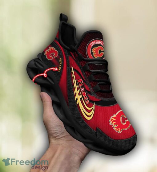 NHL Team Logo Calgary Flames Running Shoes Max Soul Shoes For Men Women Custom Name Product Photo 1