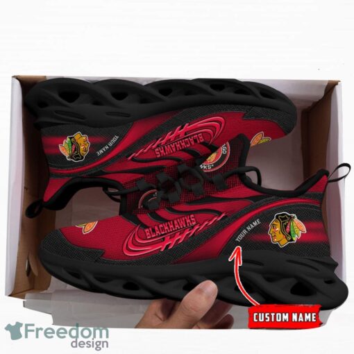 NHL Team Logo Chicago Blackhawks Running Shoes Max Soul Shoes For Men Women Custom Name Product Photo 5