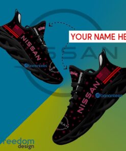 Nissan Car Racing Sport Sneaker Symbolic Custom Name Gift Max Soul Shoes USA Flag Star New For Fans - Nissan Car Racing Running Shoes New Trending Personalized Photo 1