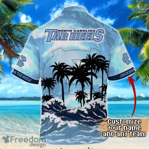 North Carolina Tar Heels NCAA Hawaiian Shirt Coconut Tree Waves Beach Hawaii Shirt Custom Name For Fans Product Photo 3