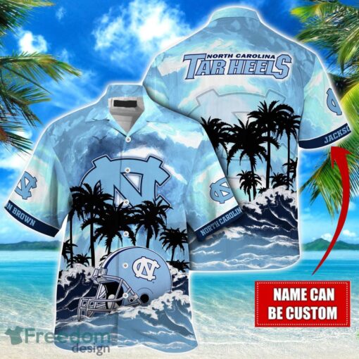 North Carolina Tar Heels NCAA Hawaiian Shirt Coconut Tree Waves Beach Hawaii Shirt Custom Name For Fans Product Photo 1