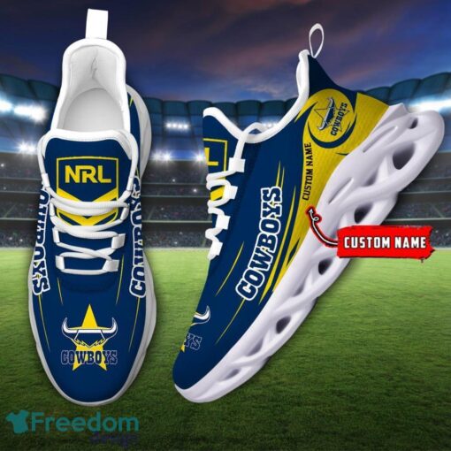 North Queensland Cowboys NRL Max Soul Shoes Sneakers Sport Gift For Fans Running Shoes Custom Name Product Photo 2