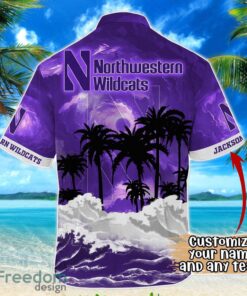 Northwestern Wildcats NCAA Hawaiian Shirt Coconut Tree Waves Beach Hawaii Shirt Custom Name For Fans Product Photo 3