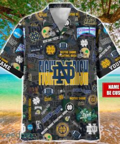 Notre Dame Fighting Irish Logo Hawaiian Shirt For Fans Trending Beach Shirt Custom Name