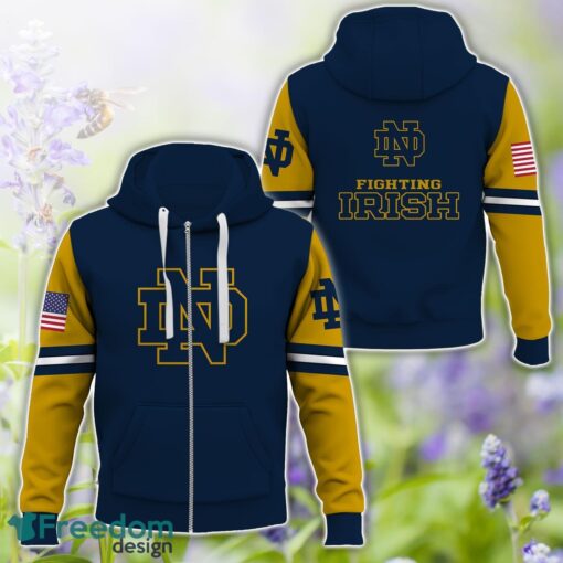 Notre Dame Fighting Irish Logo Team 3D T-Shirt Sweatshirt Hoodie Zip Hoodie For Fans Product Photo 4