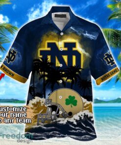 Notre Dame Fighting Irish NCAA Hawaiian Shirt Coconut Tree Waves Beach Hawaii Shirt Custom Name For Fans Product Photo 2