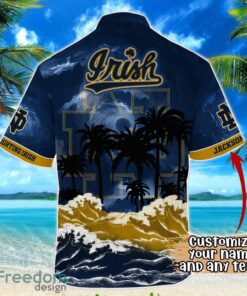 Notre Dame Fighting Irish NCAA Hawaiian Shirt Coconut Tree Waves Beach Hawaii Shirt Custom Name For Fans Product Photo 3