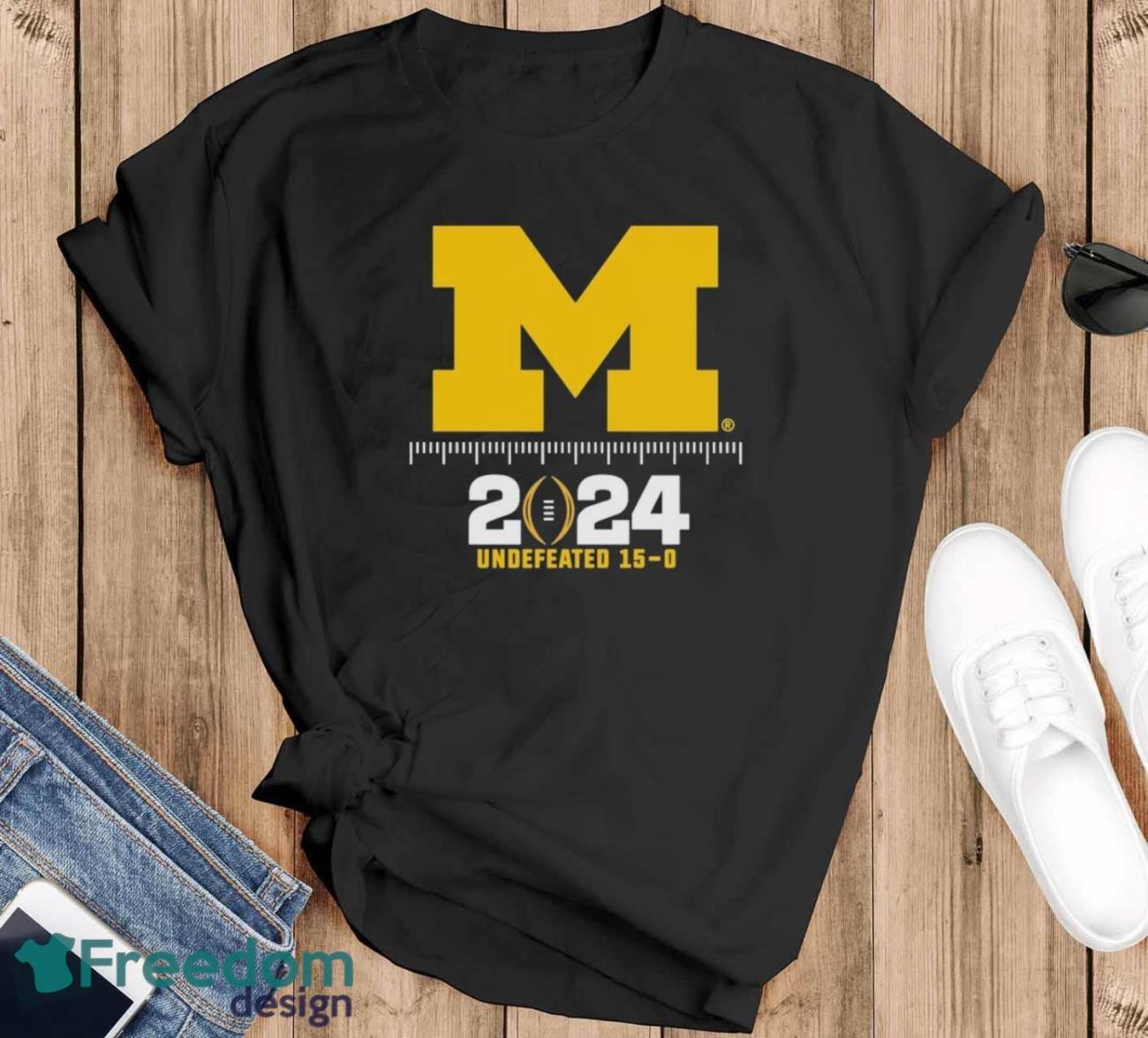 Official michigan Wolverines Logo National Champions 2024 Undefeated 15 0 Shirt image Official michigan Wolverines Logo National Champions 2024 Undefeated 15-0 Shirt - Black T-Shirt