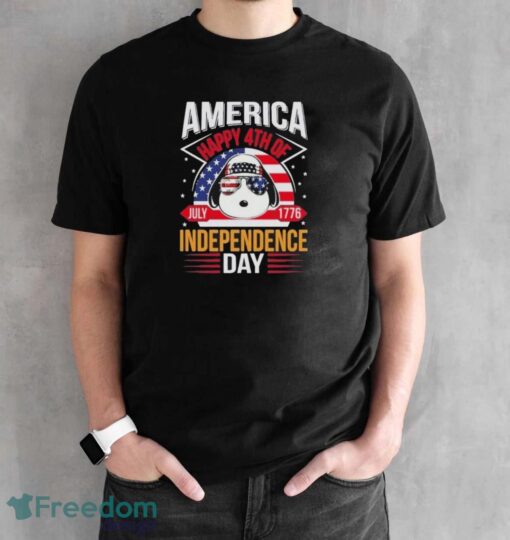 Official Snoopy America Independence Day Happy 4th Of July shirt - Black Unisex T-Shirt