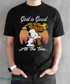 Official Snoopy And Woodstock God is good all the time vintage retro shirt - Black Unisex T-Shirt