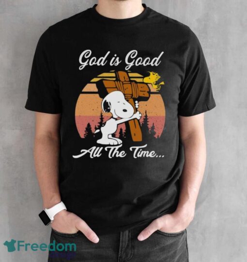 Official Snoopy And Woodstock God is good all the time vintage retro shirt - Black Unisex T-Shirt