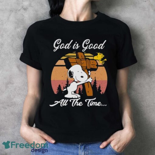 Official Snoopy And Woodstock God is good all the time vintage retro shirt - Ladies T-Shirt