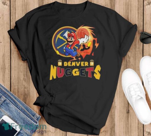 Official Super Mario NBA Basketball Denver Nuggets Shirt - Black T-Shirt