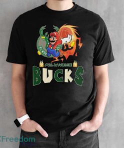 Official Super Mario NBA Basketball Milwaukee Bucks Shirt - Black Unisex T-Shirt