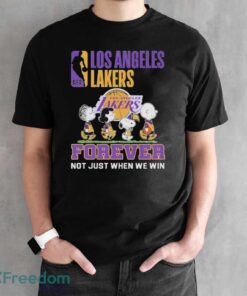 Official The Peanut Characters Abbey Road Los Angeles Lakers Forever Not Just When We Win Shirt - Black Unisex T-Shirt