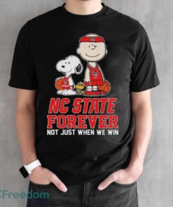 Official The Peanuts Movie Characters Nc State Wolfpack Forever Not Just When We Win Shirt - Black Unisex T-Shirt