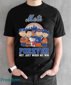 Official The Peanuts Movie Characters New York Mets Forever Not Just When We Win Shirt - Black Unisex T-Shirt