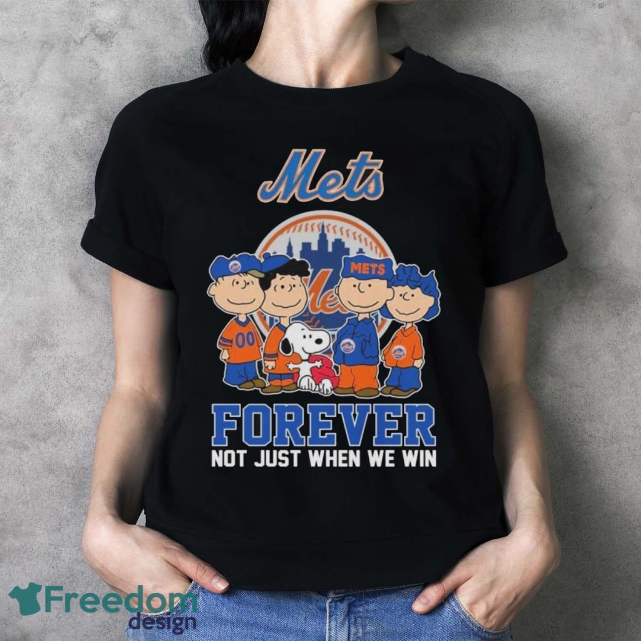 Official The Peanuts Movie Characters New York Mets Forever Not Just When We Win Shirt image Official The Peanuts Movie Characters New York Mets Forever Not Just When We Win Shirt - Ladies T-Shirt