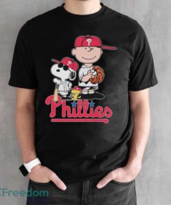 Official The Peanuts Movie Characters Philadelphia Phillies Baseball 2024 Shirt - Black Unisex T-Shirt