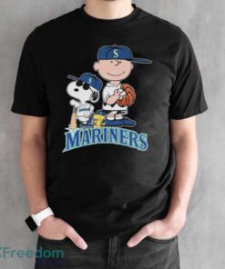 Official The Peanuts Movie Characters Seattle Mariners Baseball 2024 Shirt - Black Unisex T-Shirt