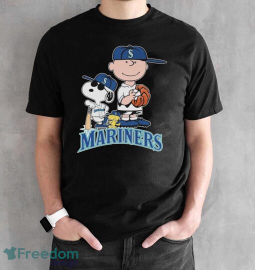 Official The Peanuts Movie Characters Seattle Mariners Baseball 2024 Shirt - Black Unisex T-Shirt