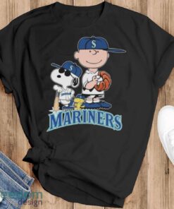 Official The Peanuts Movie Characters Seattle Mariners Baseball 2024 Shirt - Black T-Shirt