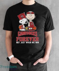 Official The Peanuts Movie Characters South Carolina Gamecocks Forever Not Just When We Win Shirt - Black Unisex T-Shirt