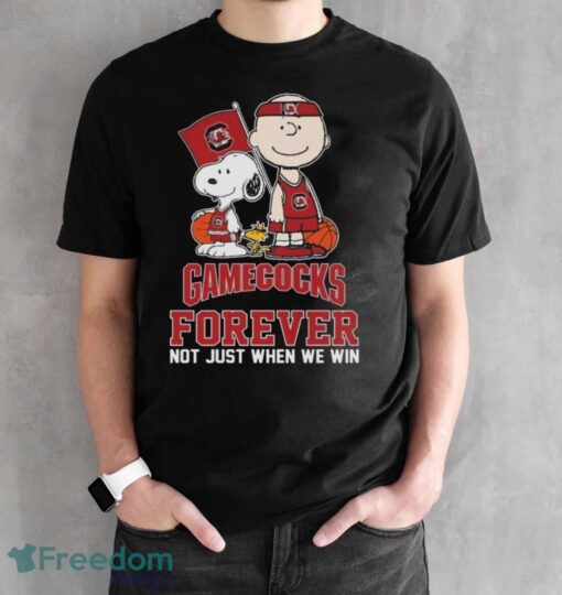 Official The Peanuts Movie Characters South Carolina Gamecocks Forever Not Just When We Win Shirt - Black Unisex T-Shirt