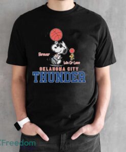 Official The Peanuts Snoopy And Woodstock Forever Win Or Lose Oklahoma City Thunder Shirt - Black Unisex T-Shirt