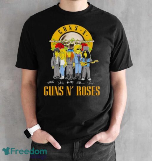 Official The Simpson Gun N’ Roses Signatures Shirt - Black Unisex T-Shirt