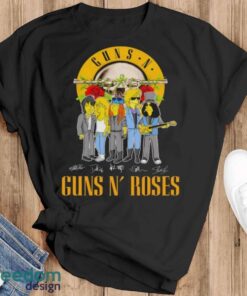 Official The Simpson Gun N’ Roses Signatures Shirt - Black T-Shirt