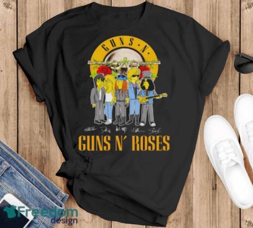 Official The Simpson Gun N’ Roses Signatures Shirt - Black T-Shirt