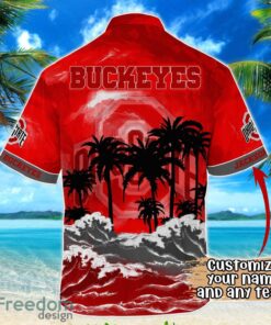 Ohio State Buckeyes NCAA Hawaiian Shirt Coconut Tree Waves Beach Hawaii Shirt Custom Name For Fans Product Photo 3