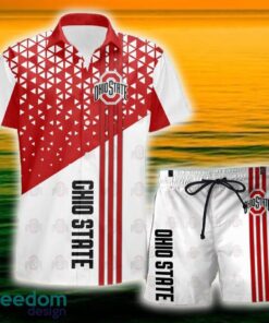 Ohio State Buckeyes Triangle Abstract Pattern Hawaii Shirt and Shorts Summer For Beach Fans