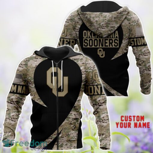 Oklahoma Sooners AOP Hoodie T-Shirt Sweatshirt Camo Pattern Veteran Custom Name Gift For Father's day Product Photo 3