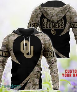 Oklahoma Sooners AOP Hoodie T-Shirt Sweatshirt Camo Pattern Veteran Custom Name Gift For Father's day Product Photo 1