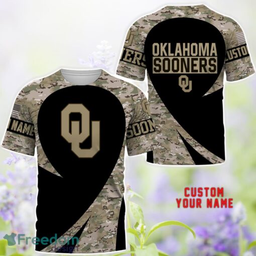 Oklahoma Sooners AOP Hoodie T-Shirt Sweatshirt Camo Pattern Veteran Custom Name Gift For Father's day Product Photo 4