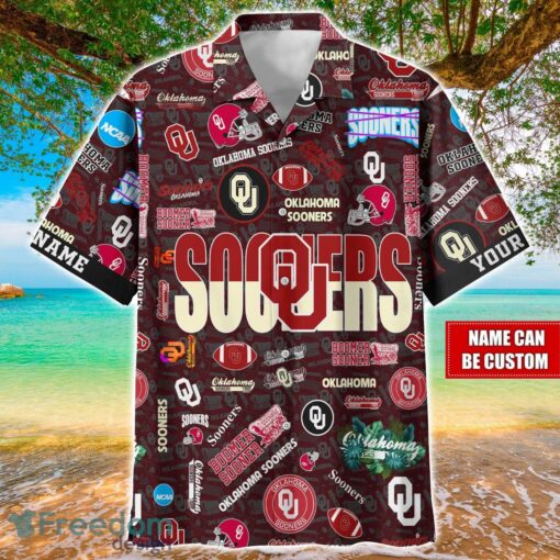 Oklahoma Sooners Logo Hawaiian Shirt For Fans Trending Beach Shirt Custom Name Product Photo 1