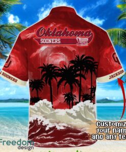 Oklahoma Sooners NCAA Hawaiian Shirt Coconut Tree Waves Beach Hawaii Shirt Custom Name For Fans Product Photo 3