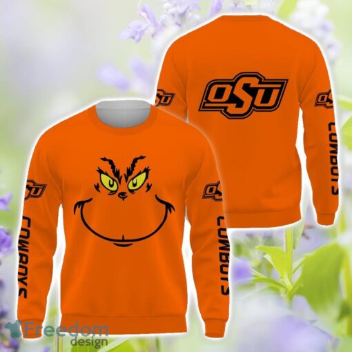 Oklahoma State Cowboys Grinch Face All Over Printed 3D T-Shirt Sweatshirt Hoodie Product Photo 2